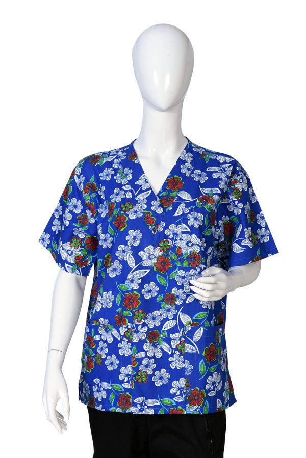 Women Printed Scrub Top Flower Print