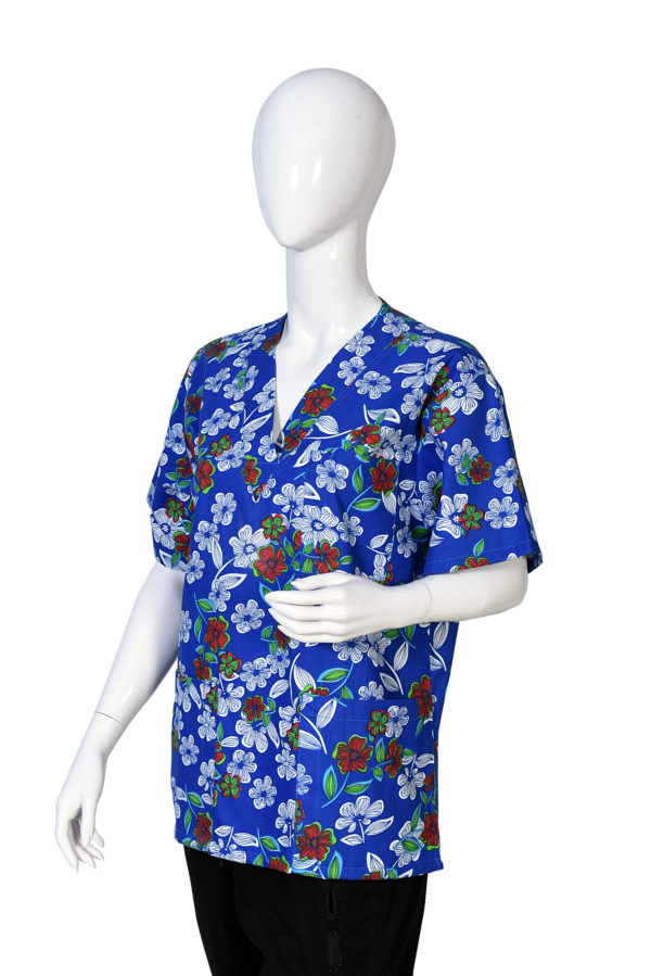 Women Printed Scrub Top Flower Print - Image 2
